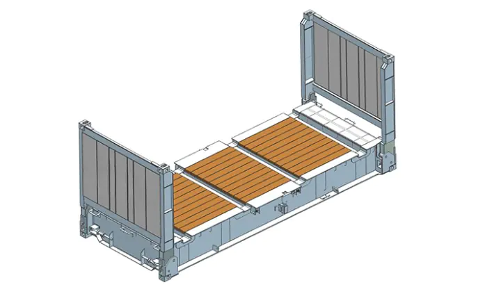 二十尺前后板框架、平台两用货柜